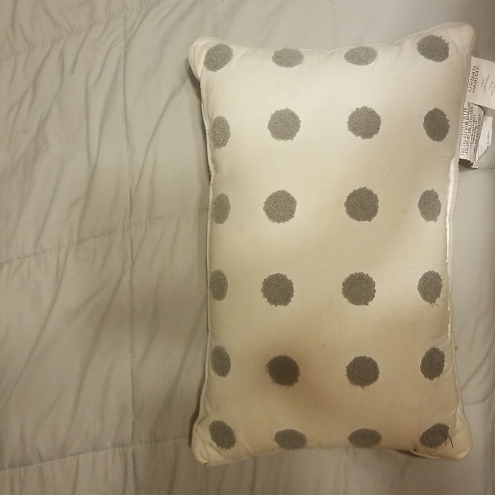 Urban habitat throw pillow, white with grey dots